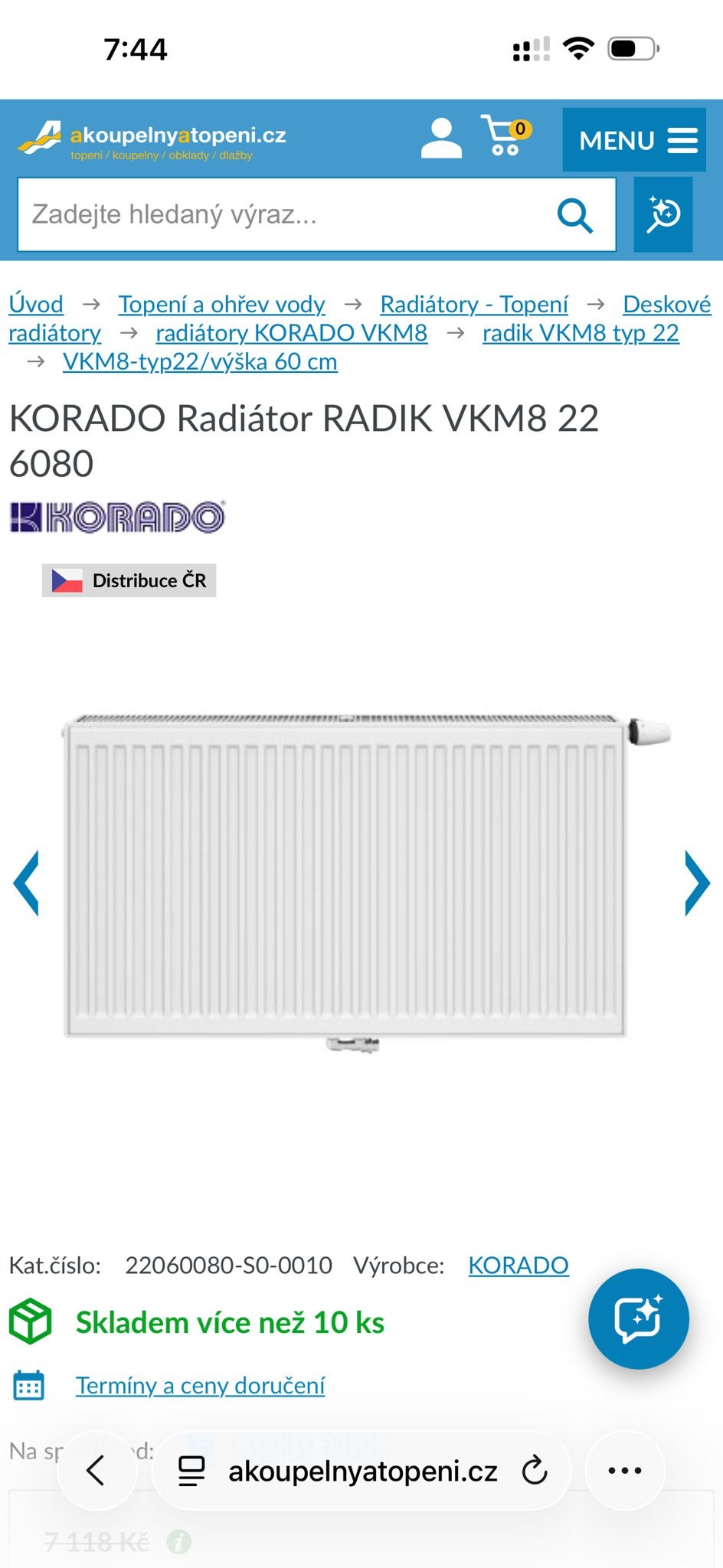 KORADO RADIK VKM8 22 6080 Radiator 1344W - Nieuw, Ophalen, Nieuw, Radiator, 30 tot 80 cm