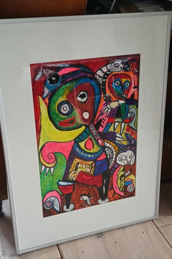 William Remory: Cobra schilderij, gesigneerd en ingelijst, Antiek en Kunst, Kunst | Schilderijen | Modern, Ophalen