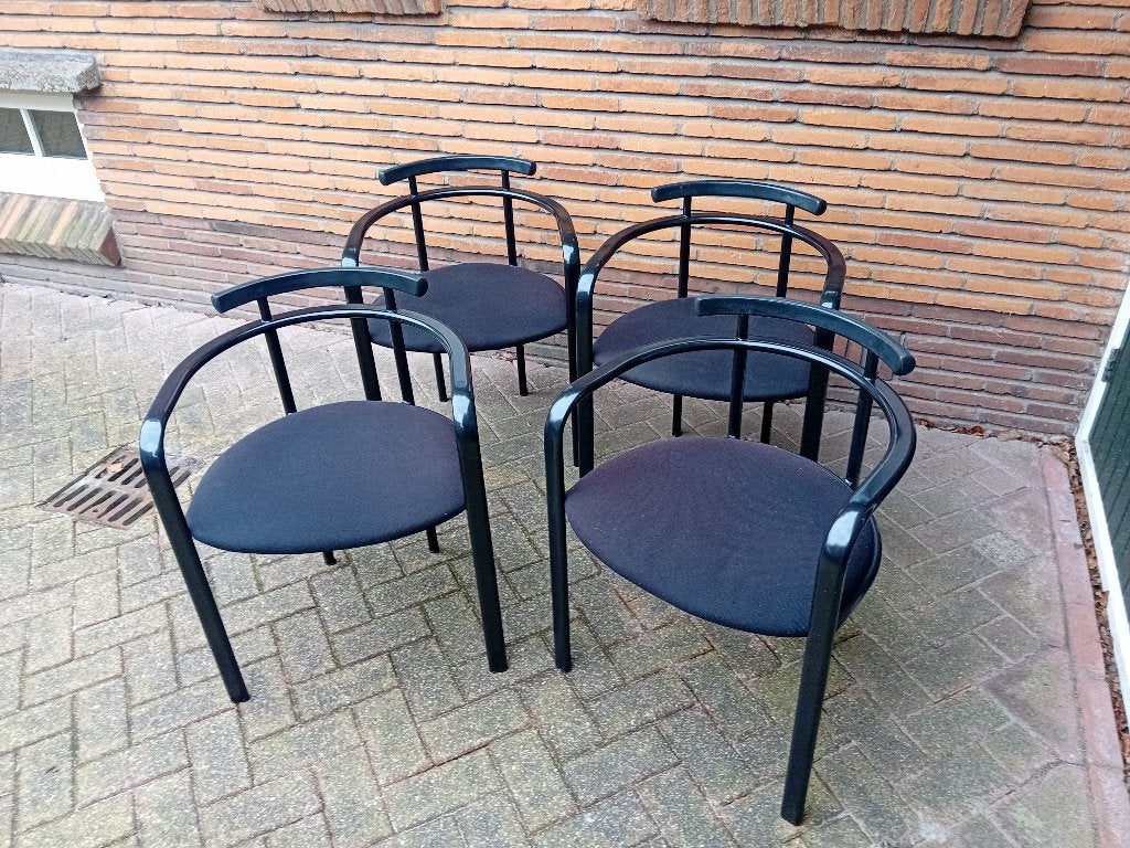4x vintage Martina design stoel ~ Carlo Bimbi, Segis., Ophalen, Gebruikt, Zwart, Stof