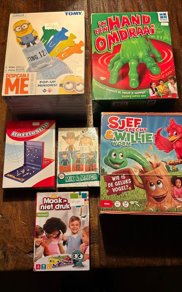 Diverse bordspellen: Minions, Hand Omdraai, Sjef Specht e.a., Hobby en Vrije tijd, Gezelschapsspellen | Bordspellen, Gebruikt