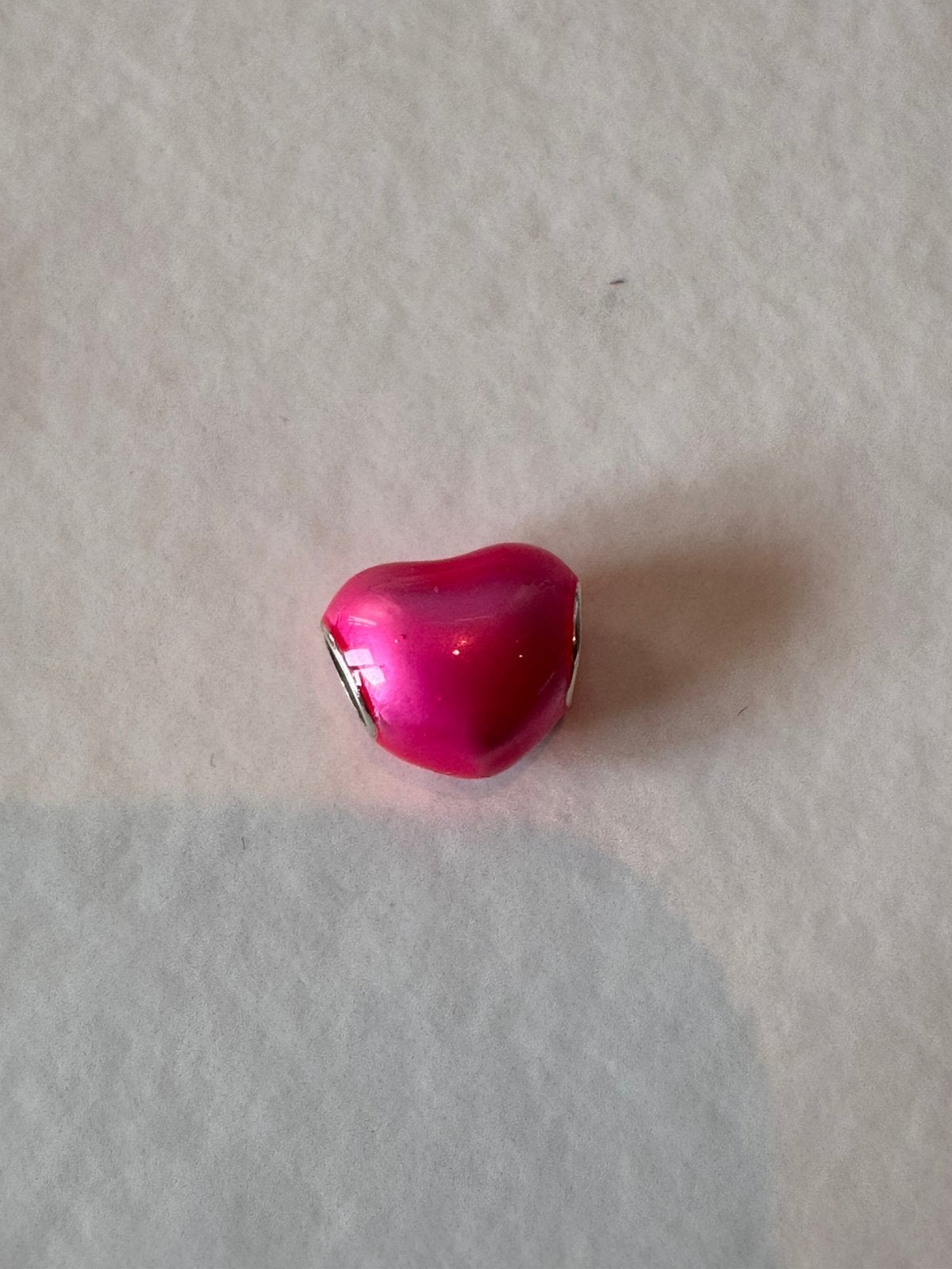Pandora metallic roze hart, Ophalen of Verzenden, Zo goed als nieuw, Zilver, Pandora