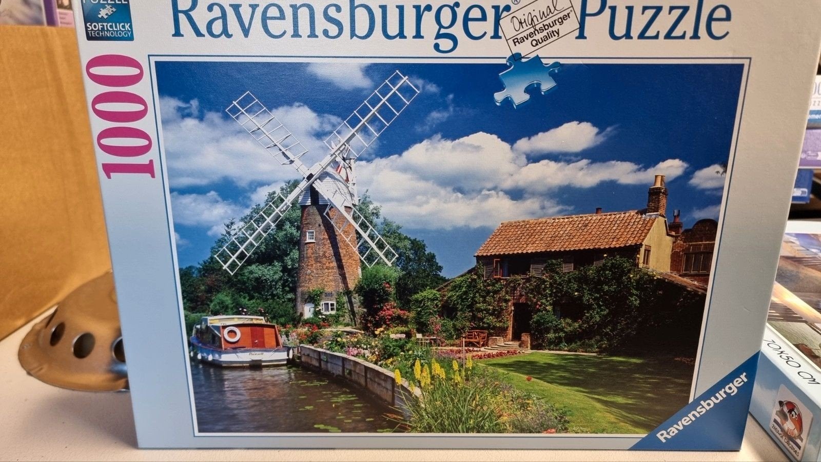 Ravensburger Legpuzzel 1000 stukjes - Molen aan het water, Hobby en Vrije tijd, Denksport en Puzzels, Gebruikt, Legpuzzel, 500 t/m 1500 stukjes