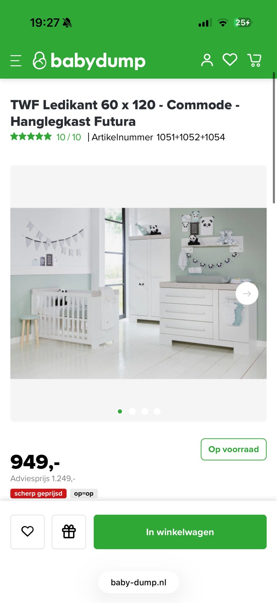 TWF Babykamer Futura - Ledikant, Commode, Kast, Ophalen, Gebruikt, 70 tot 85 cm, 140 tot 160 cm