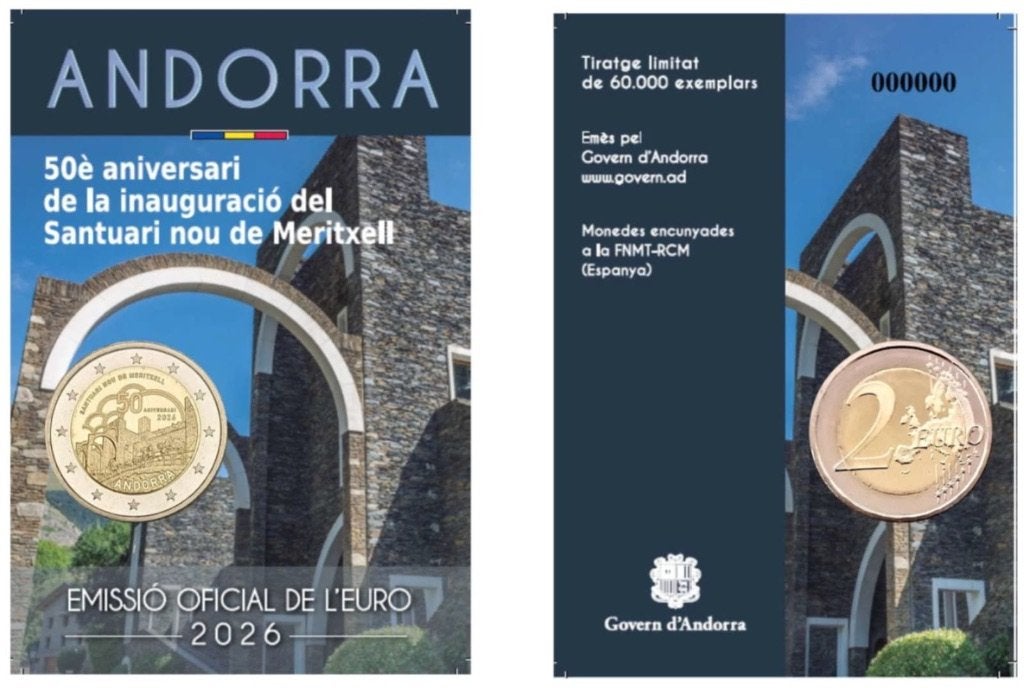 2 euro Andorra “50 jaar Heiligdom Meritxell‘’ BU 2026, Ophalen of Verzenden, Overige landen, 2 euro, Losse munt