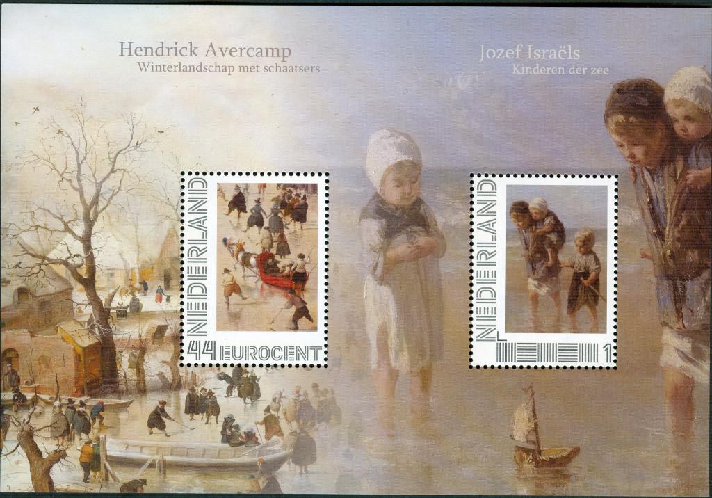 Velletje zegels Hendrick Averkamp & Jozef Israëls, Postzegels en Munten, Ophalen of Verzenden, Na 1940, Postfris