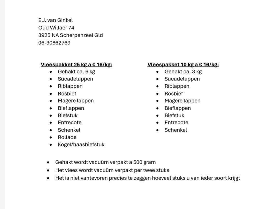 Eerlijk vlees, Ophalen