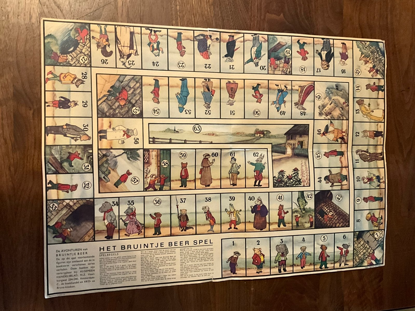 Antiek bord spel het Bruintje beer spel in zeer goede staat, Ophalen of Verzenden