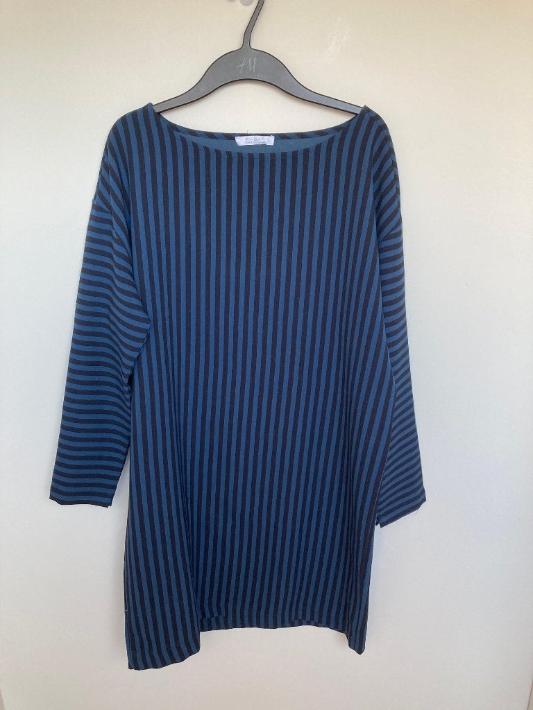 By-Bar Amsterdam blauw gestreepte jurk maat L rechtvallend, By bar, Van Schootenstraat 19, 4835 CJ Breda, Nederland, Blauw, Maat 42/44 (L)