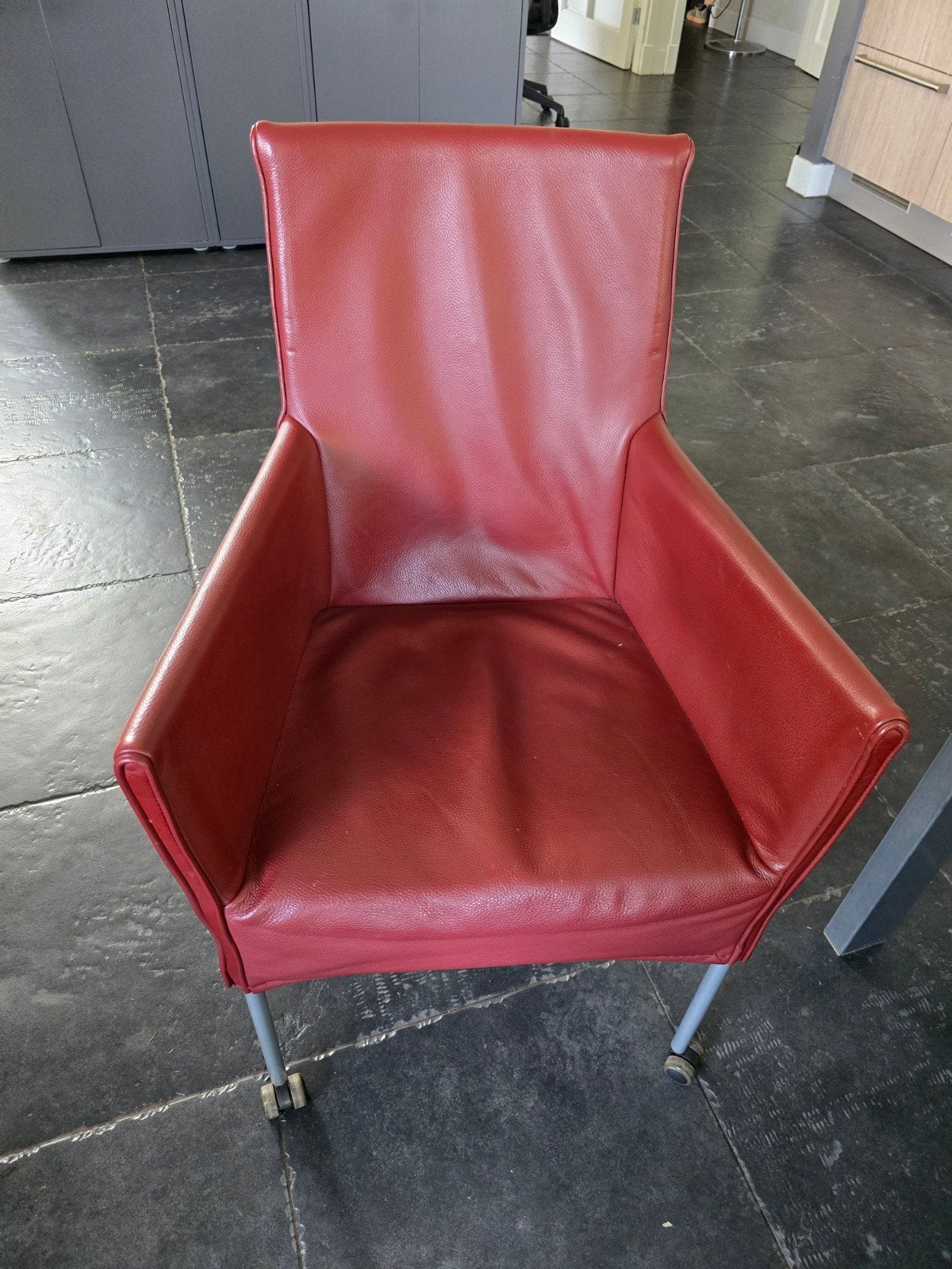 L'ancora Collection 6 prachtige Leren Stoelen - Rood, Huis en Inrichting, Stoelen, Ophalen, Gebruikt, Leer, Vijf, Zes of meer stoelen