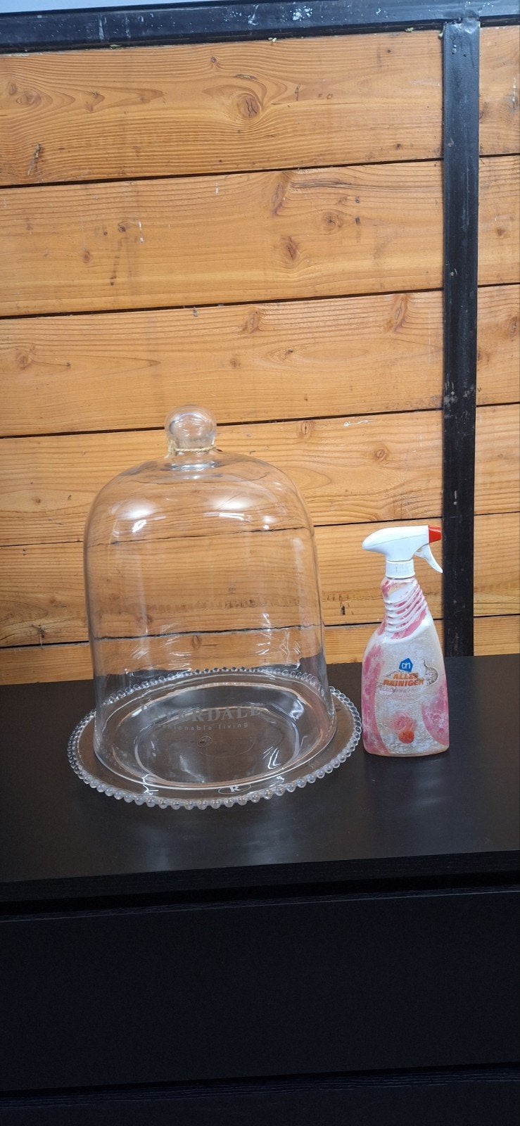 Riverdale Glazen Stolp met Schaal - Zo goed als nieuw, Ophalen, Zo goed als nieuw, Glas, Modern