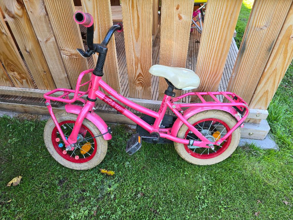 Kinderfiets Loekie Pick Up Roze 12 inch, Fietsen en Brommers, Fietsen | Kinderfietsjes, Ophalen, Terugtraprem, Gebruikt, Loekie pickup