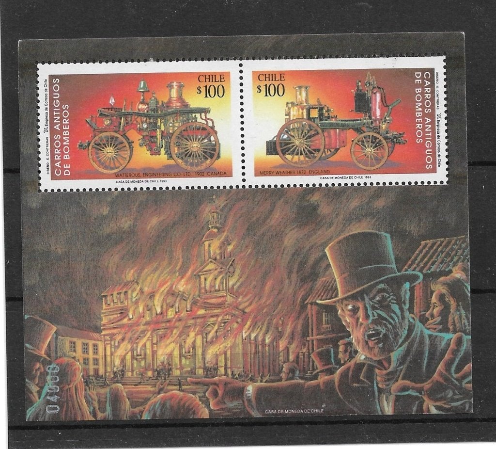 CHILI. Mi. Blok 29.Bomberos., Postzegels en Munten, Ophalen of Verzenden, Postfris, Zuid-Amerika