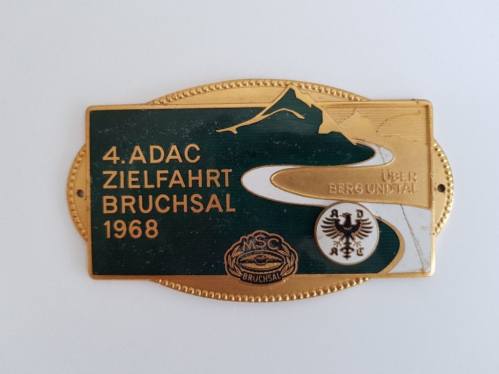 Rally embleem - ADAC Zielfahrt Bruchsal - 1968, Ophalen of Verzenden, Gebruikt, Auto's