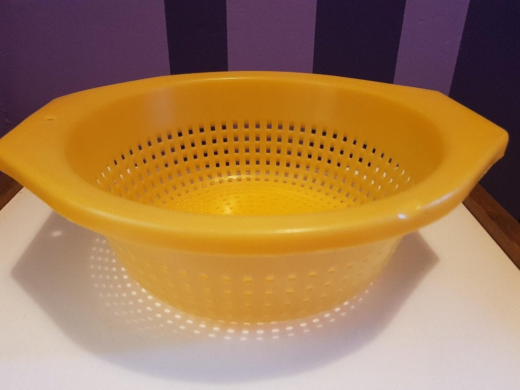 Retro Vintage Curver geel vergiet plastic kunststof jaren 70, Ophalen of Verzenden, Overige merken, Overige typen, Gebruikt