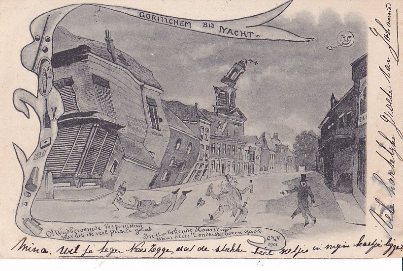 Gorinchem ( Bij Nacht) No 7., Verzamelen, Ophalen of Verzenden, Voor 1920, Gelopen, Zuid-Holland