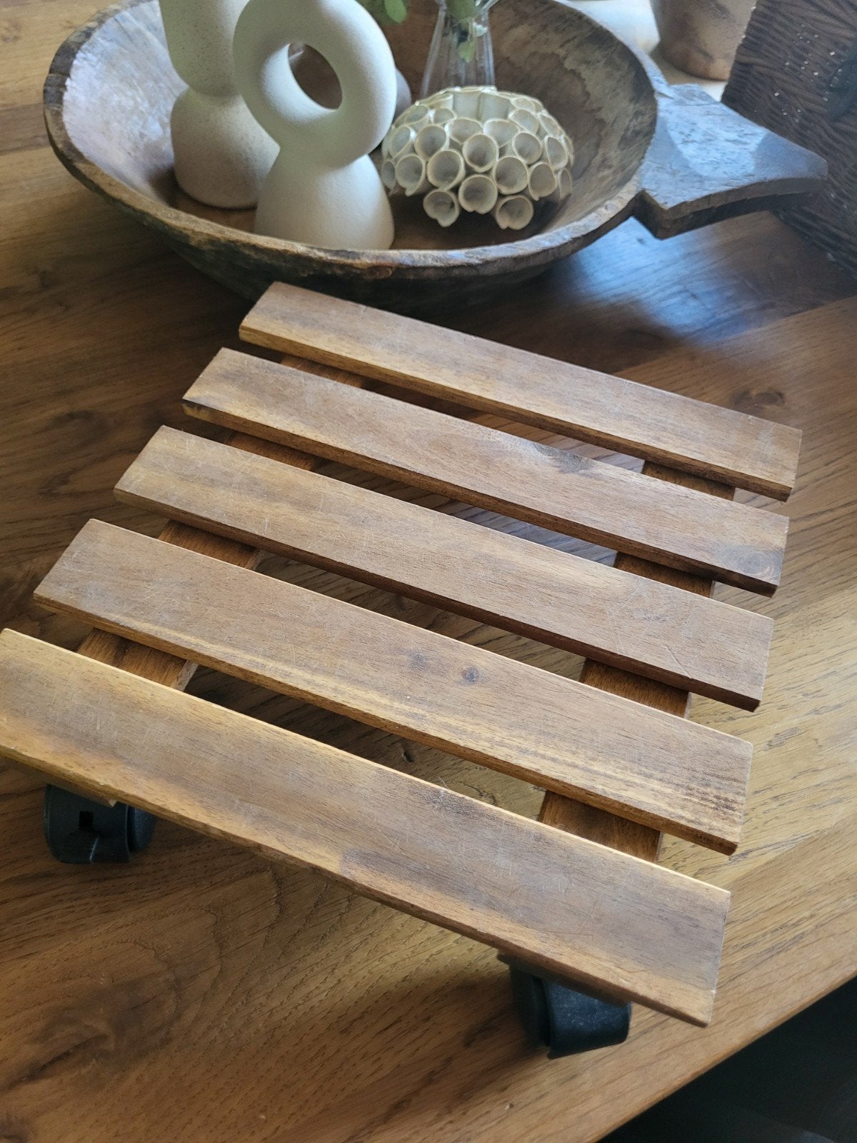 Houten plantenroller met wielen, Ophalen of Verzenden