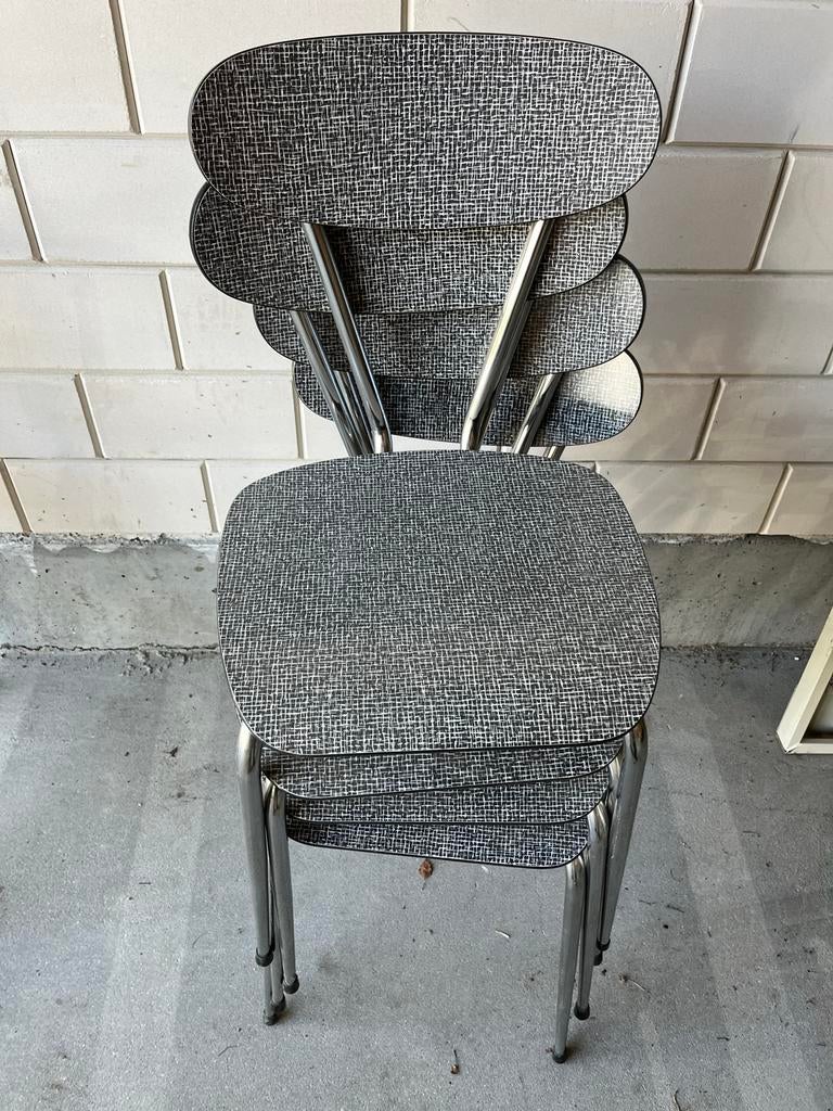 Set van 4 vintage stapelbare stoelen, formica, Ophalen