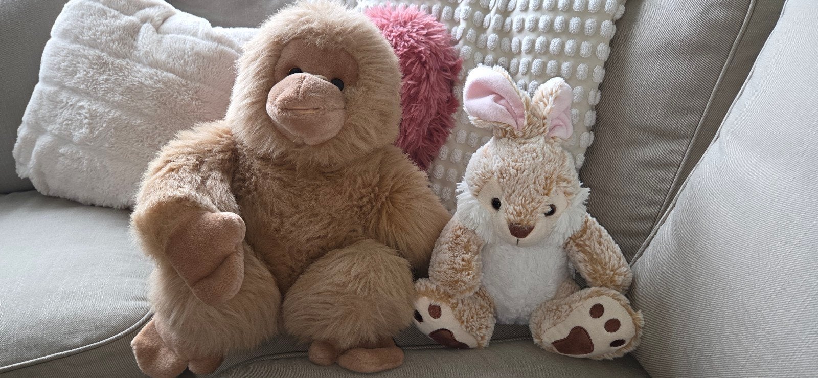 Leuke knuffels: aap en konijn, Kinderen en Baby's, Speelgoed | Knuffels en Pluche, Ophalen, Zo goed als nieuw, Middelgroot (20 tot 80 cm)