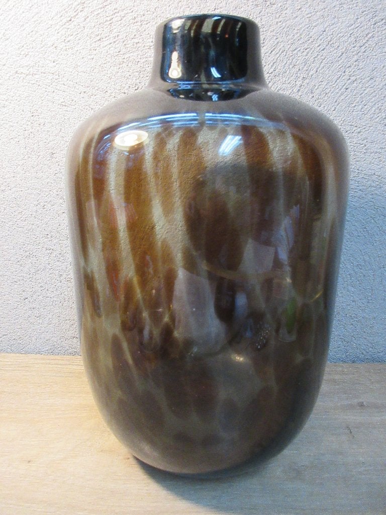 Leopard panter print glazen vaas dierenprint, Ophalen of Verzenden, Gebruikt, Glas