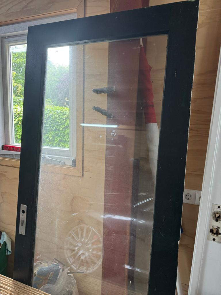 Buitendeur met Glas - Gebruikt, Doe-het-zelf en Verbouw, Deuren en Horren, Gebruikt, 80 tot 100 cm, Ophalen of Verzenden, Buitendeur