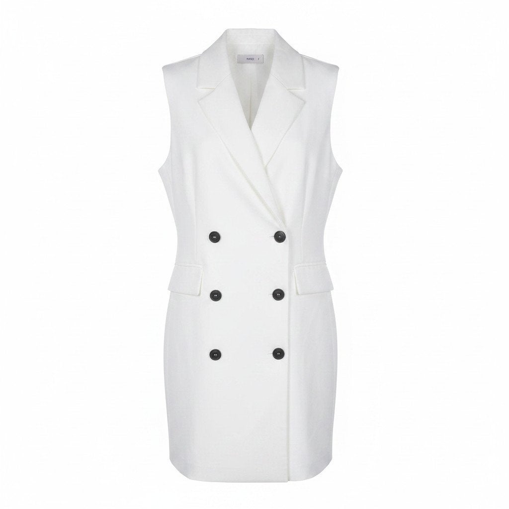 MNG Robe Manteau - maat L - wit mouwloos, Kleding | Dames, Maat 38/40 (M), Wit, MNG, Ophalen of Verzenden