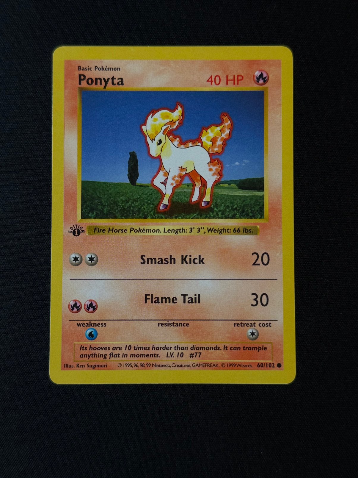 Ponyta 60 - 1st Edition & shadowless 1995, Hobby en Vrije tijd, Ophalen of Verzenden, Losse kaart