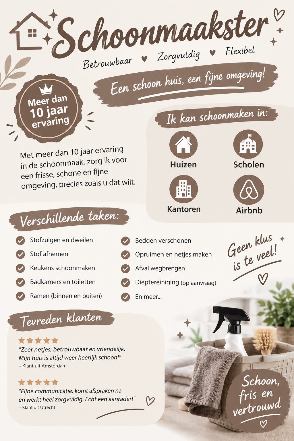 Schoonmaakster aangeboden Amsterdam