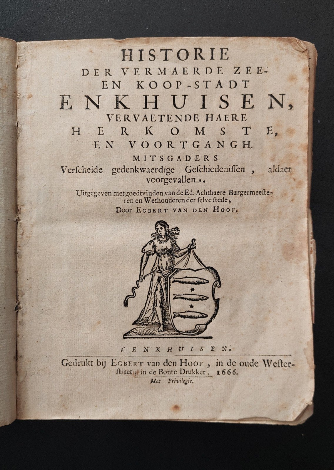 Enkhuizen, historie van Enkhuisen 1666 zonder kaart., Ophalen of Verzenden