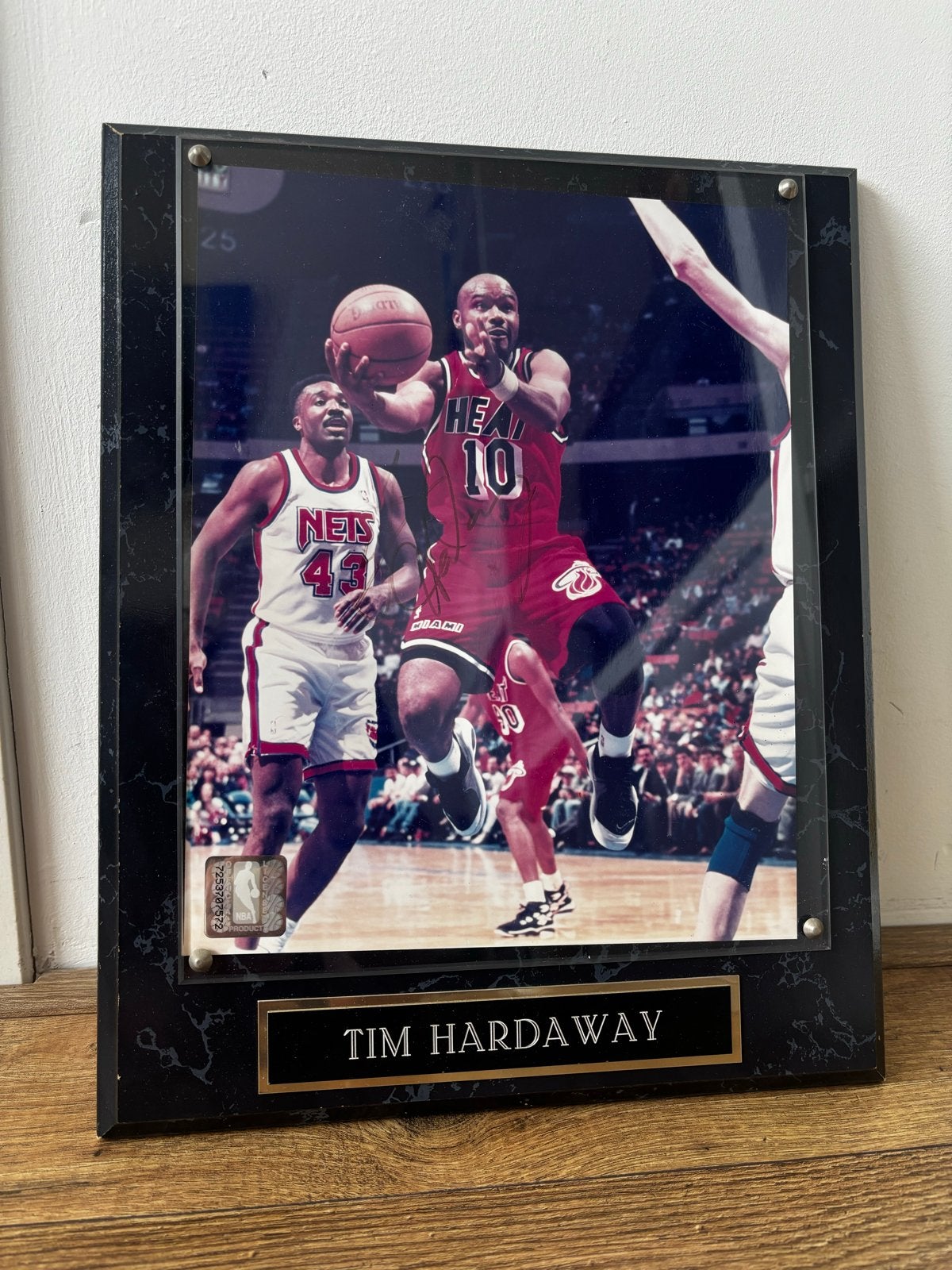 Gesigneerd Tim Hardaway Miami Heat NBA Plaque, Ophalen of Verzenden, Gebruikt, Overige sporten, Overige typen