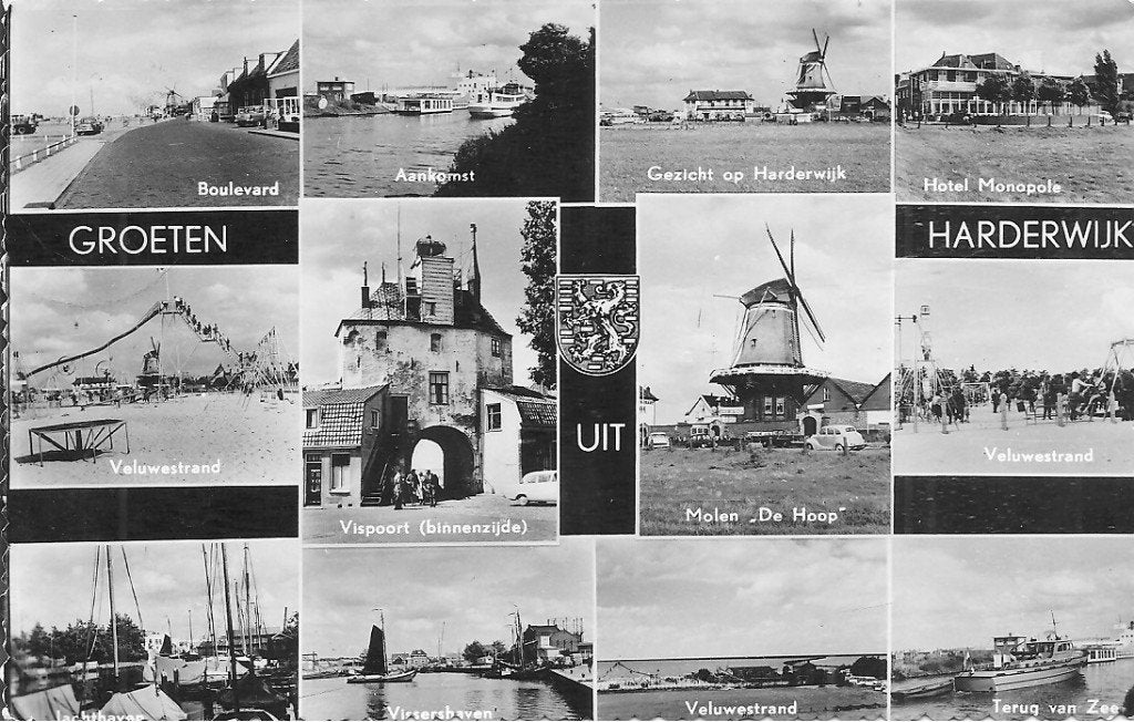 Oude ansichtkaart Groeten uit Harderwijk (1962), Ophalen of Verzenden, 1960 tot 1980, Gelopen, Gelderland