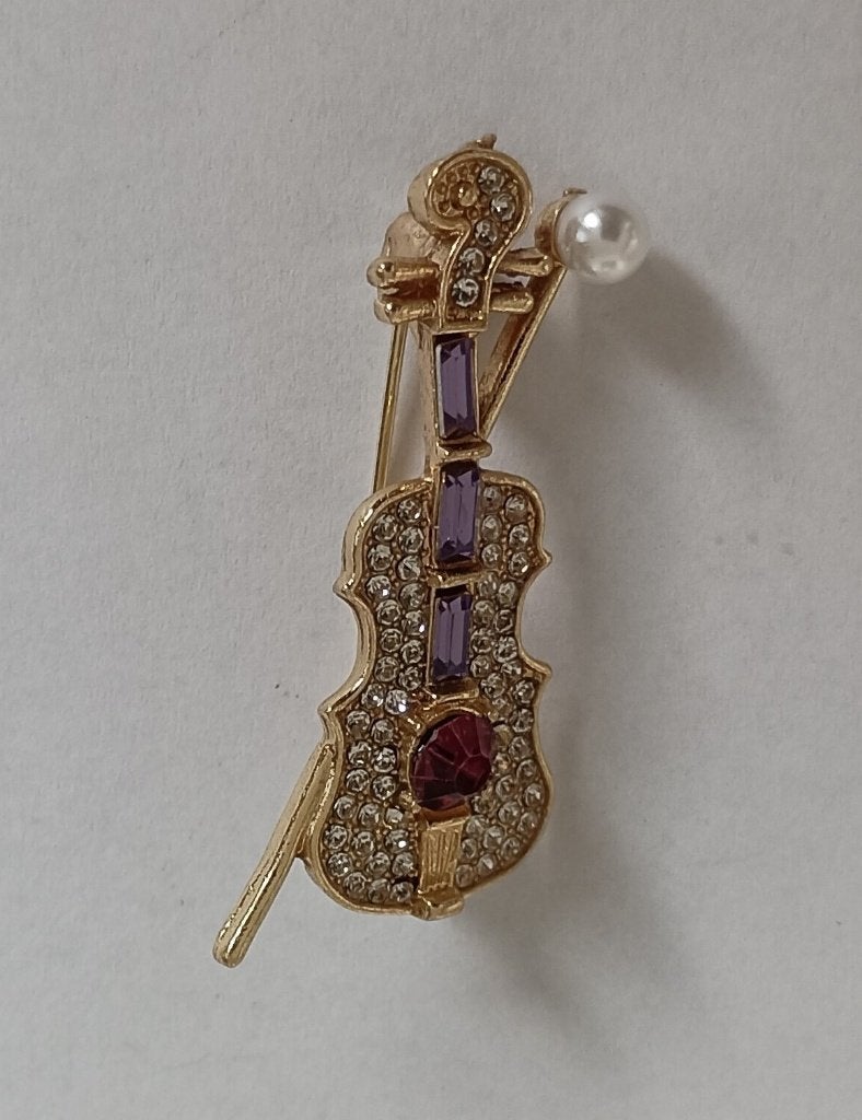 Viool broche, Sieraden, Tassen en Uiterlijk, Overige materialen, 4 tot 7 cm, Overige kleuren, Nieuw