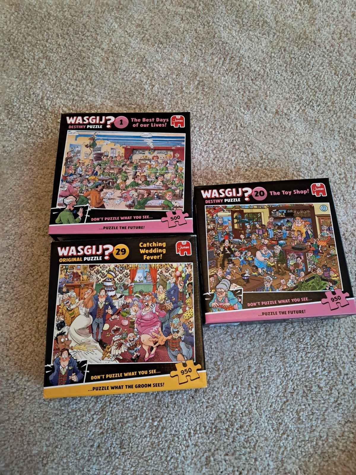 Wasgij puzzels vanaf 4 euro, Ophalen of Verzenden, 500 t/m 1500 stukjes, Zo goed als nieuw, Legpuzzel