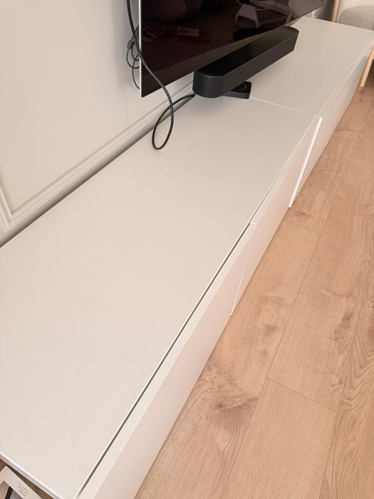 IKEA BESTÅ TV-meubel met deuren, wit, 240x42x38 cm, Ophalen, Zo goed als nieuw, 200 cm of meer, Minder dan 100 cm