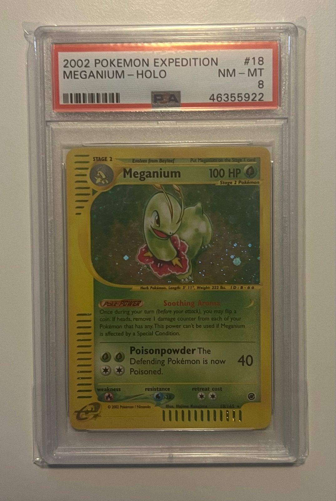 Meganium 18/165 - Expedition - PSA 8, Ophalen of Verzenden, Zo goed als nieuw, Losse kaart, Foil