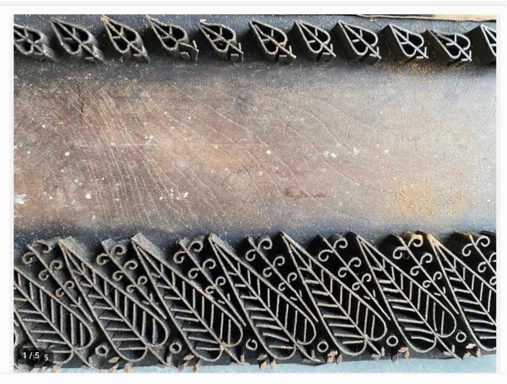 Batik stempel, metaal op hout, op voet, Ophalen of Verzenden