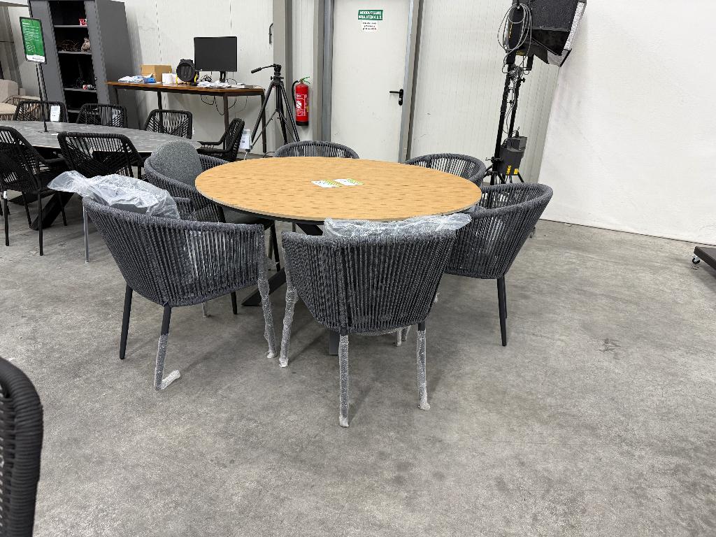Cervo/Parma dining tuinset 6 personen aluminium | 144cm rond, Tuin en Terras, Tuinsets en Loungesets, Ophalen, Aston Martinlaan 36
