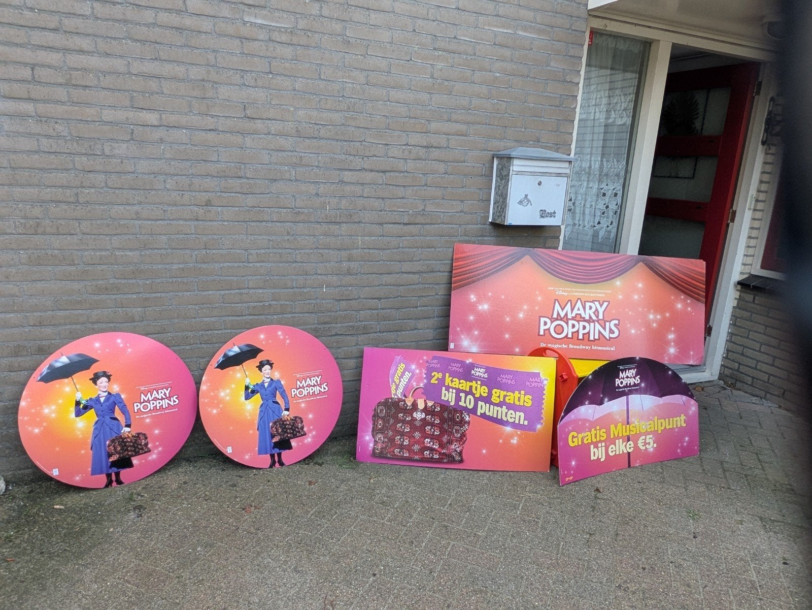 Mary Poppins Reclameborden - Musical Decoratie, Verzamelen, Ophalen of Verzenden, Gebruikt, Reclamebord