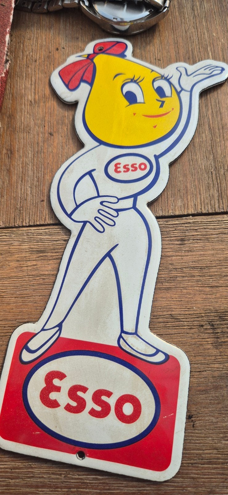 Vintage Esso Reclame Poppetje - Geëmailleerd, Ophalen of Verzenden