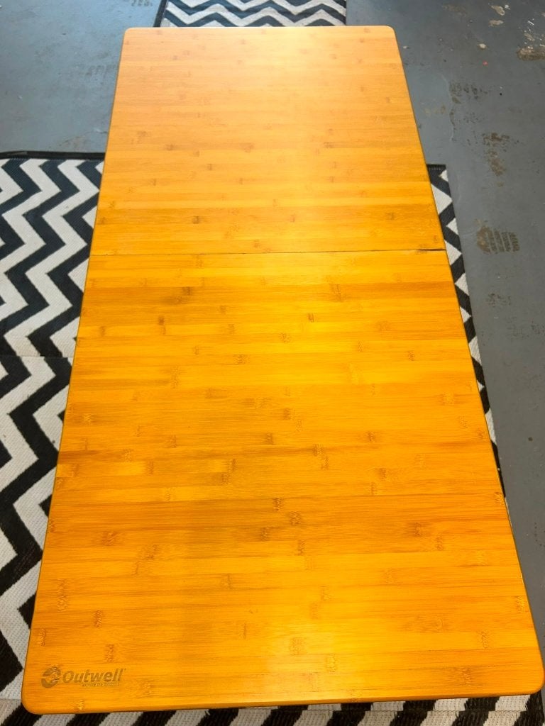 Outwell Cluster XL bamboe campingtafel inklapbaar + draagtas, Ophalen, Gebruikt, Campingtafel