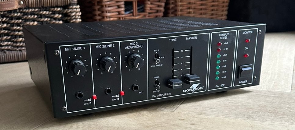 Moncar PA-602 versterker / Werkt perfect! / Verzenden kan!, Ophalen of Verzenden, Zo goed als nieuw, 120 watt of meer, Overige merken
