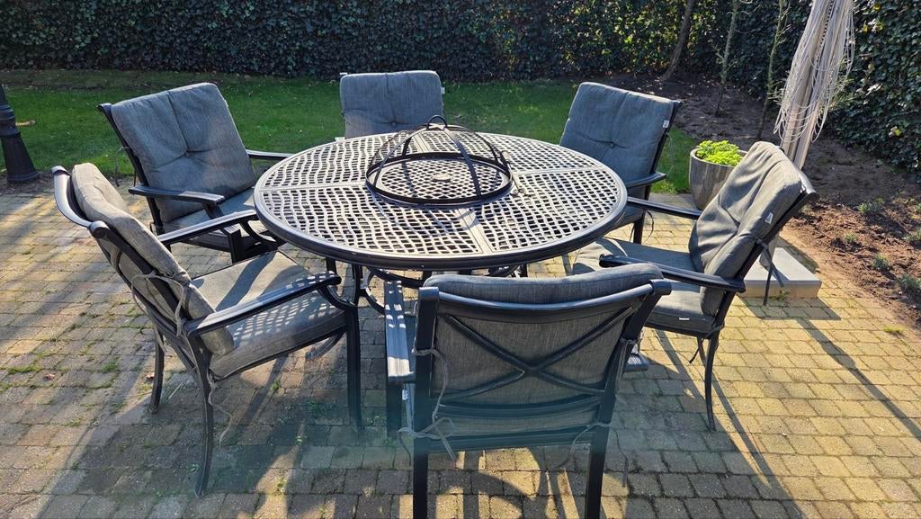 Jamie oliver/hartman firepit tuinset, Tuin en Terras, Tuinsets en Loungesets, Ophalen, Zo goed als nieuw, 6 zitplaatsen, Tuinset