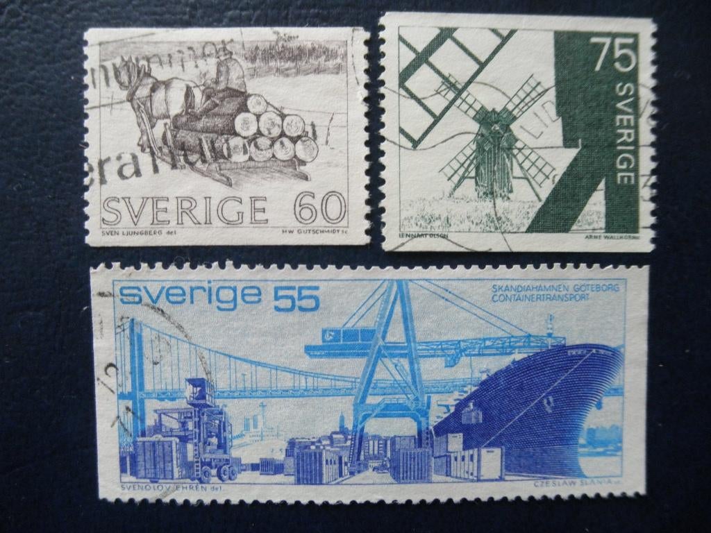Postzegels Zweden 1971 schepen, molen, paardenslee., Ophalen of Verzenden, Zweden, Gestempeld