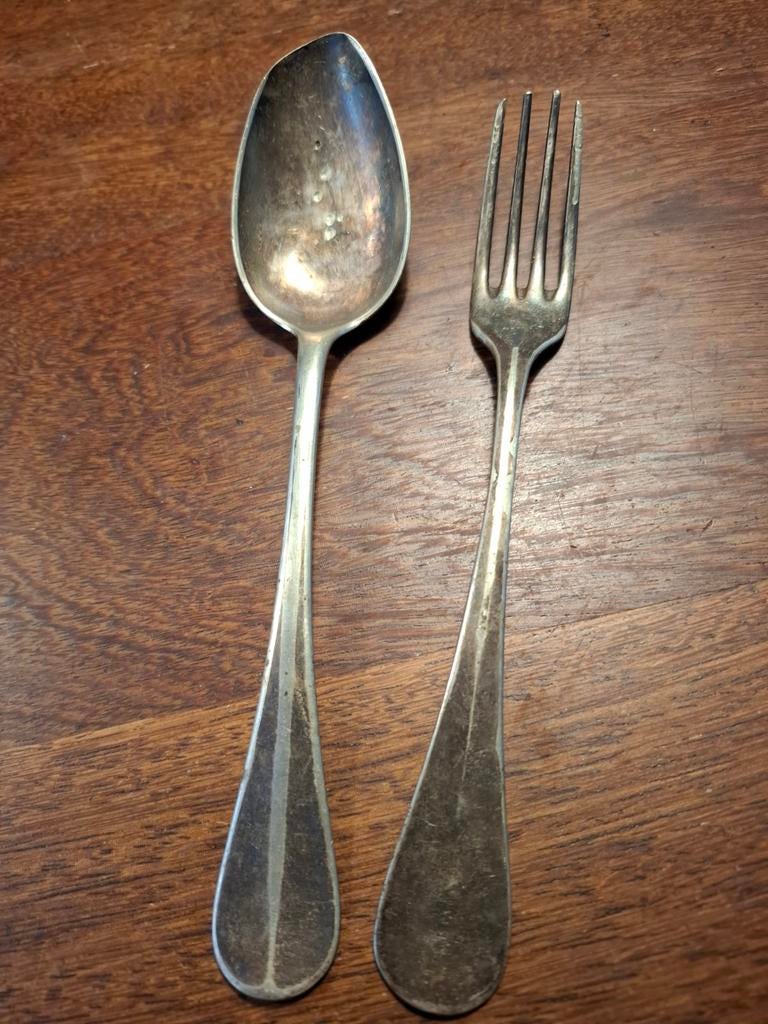 Oud zilver vork en lepel Christofle, Antiek en Kunst, Ophalen