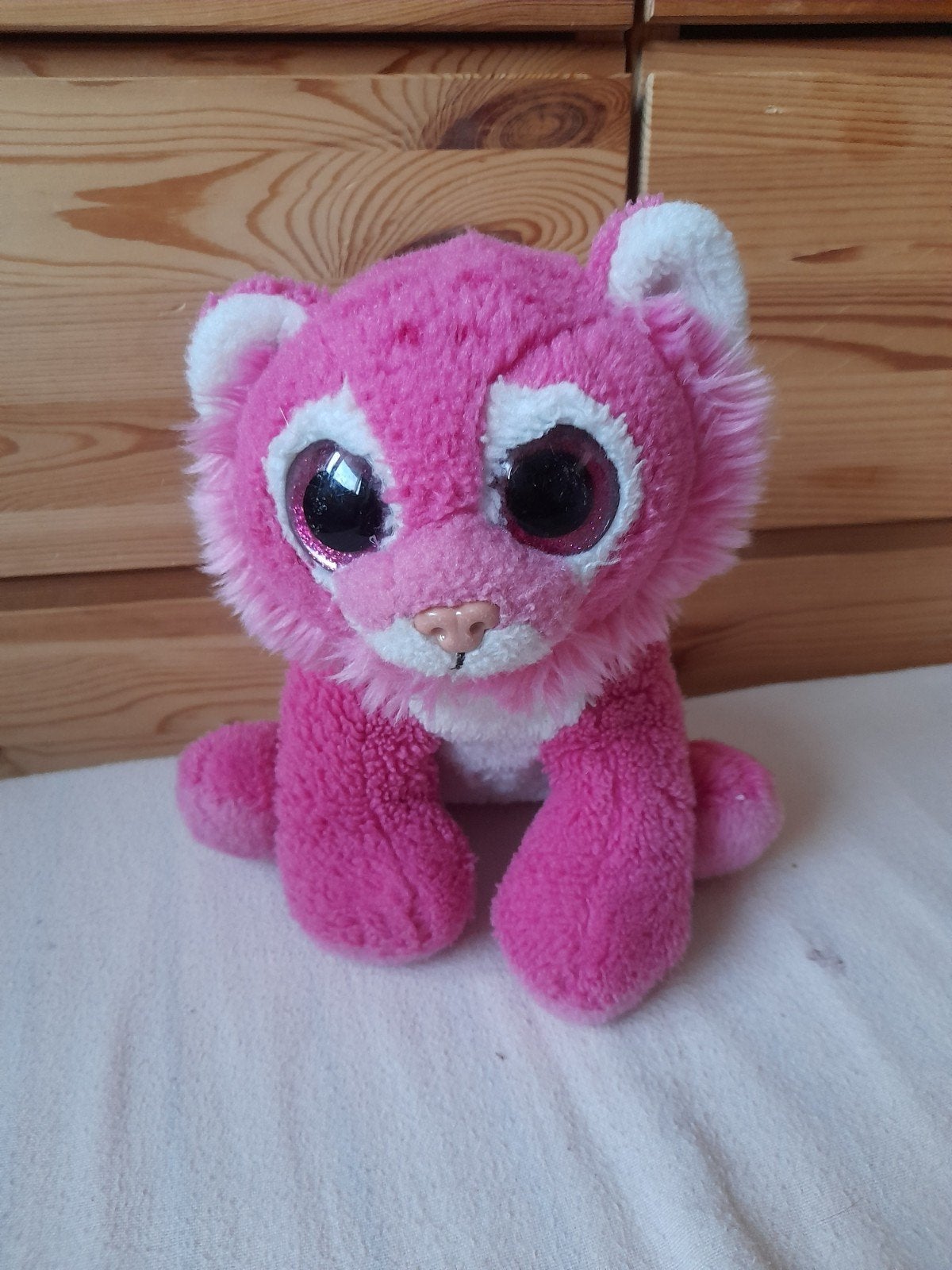 Roze Tijger Knuffel met Grote Glanzende Ogen, Kinderen en Baby's, Speelgoed | Knuffels en Pluche, Ophalen of Verzenden, Zo goed als nieuw