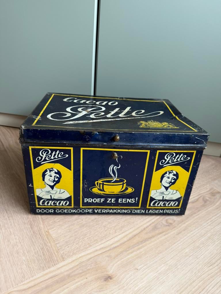 Pette cacao winkel blik, Ophalen of Verzenden, Gebruikt, Overige
