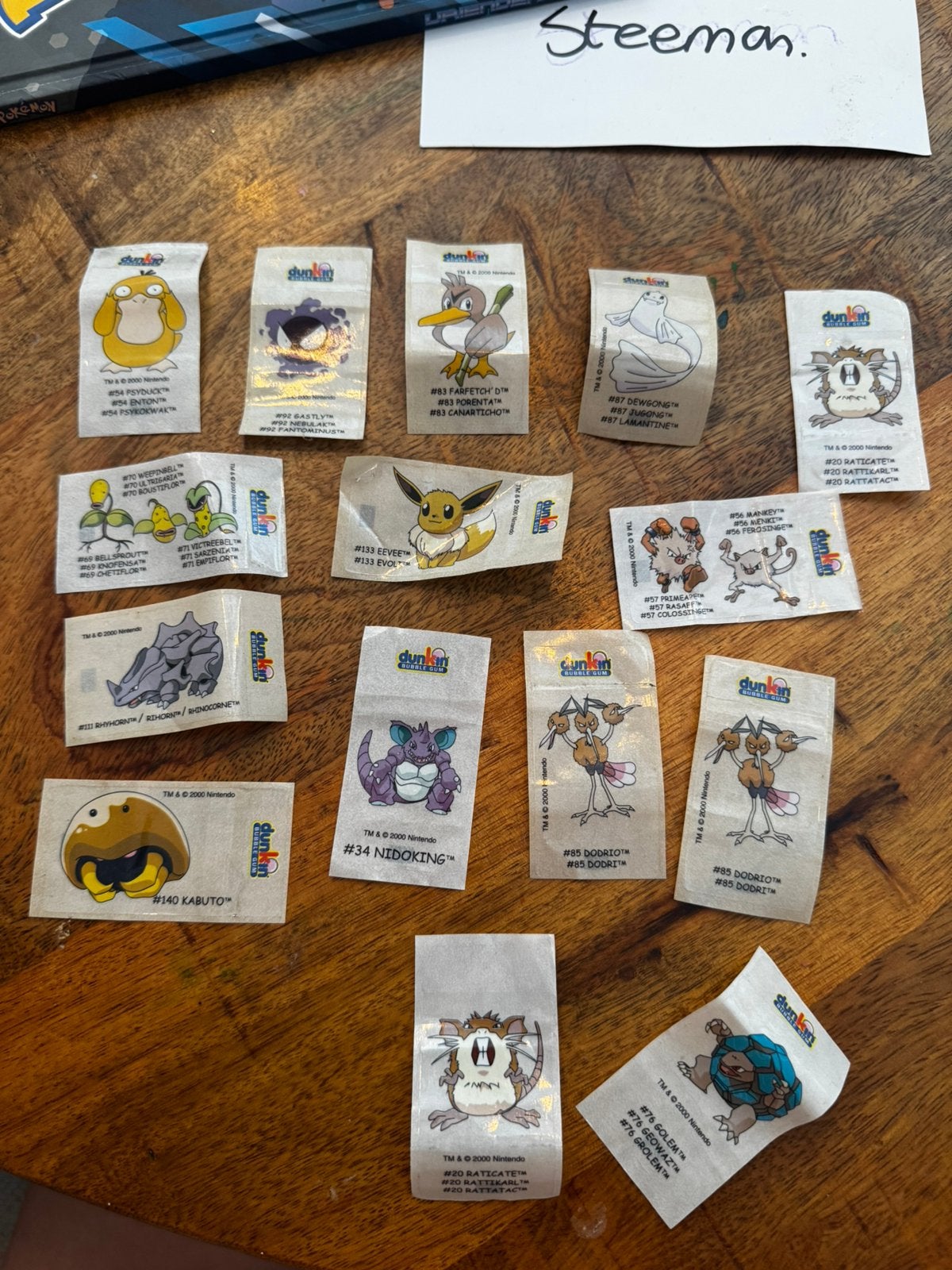 Pokemon Dunkin Bubblegum Stickers, Ophalen of Verzenden, Zo goed als nieuw, Overige typen