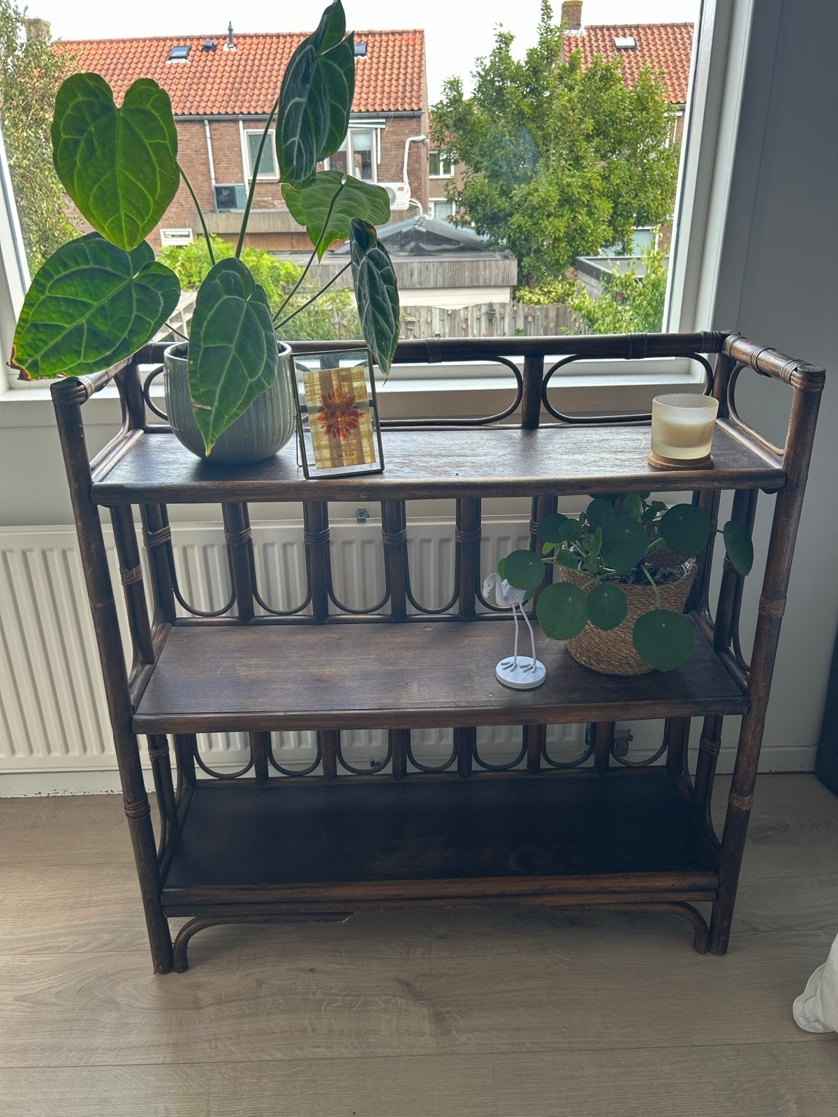 Vintage bamboe rek met 3 planken, Huis en Inrichting, Ophalen, Met plank(en), Gebruikt, 100 tot 150 cm