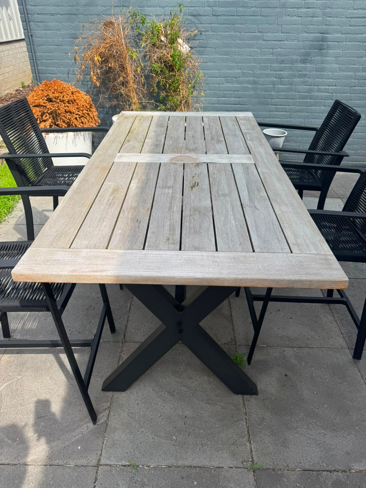 Tuin tafel met 4 stoelen van het merk beach /7, Ophalen, Zo goed als nieuw, Rechthoekig, Aluminium