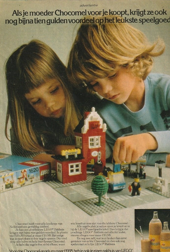 Retro reclame 1978 Nutricia Chocomel jongetje meisje Lego, Verzenden, Overige typen