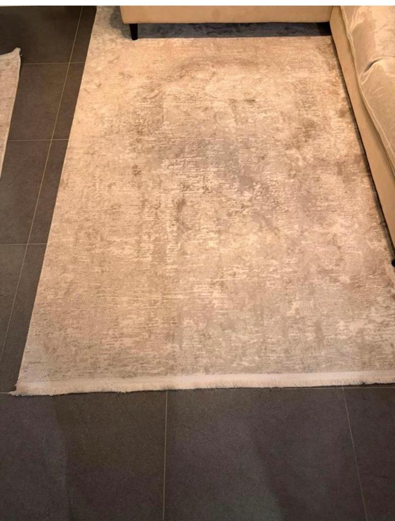 Beige vloerkleed (160x230) en 2 lopers (80x150), Ophalen, Zo goed als nieuw, Beige, Tapijt